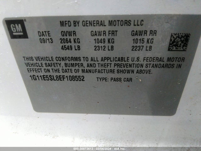 Chevrolet MALIBU 2LT 2014 1G11E5SL8EF108552 Image 9