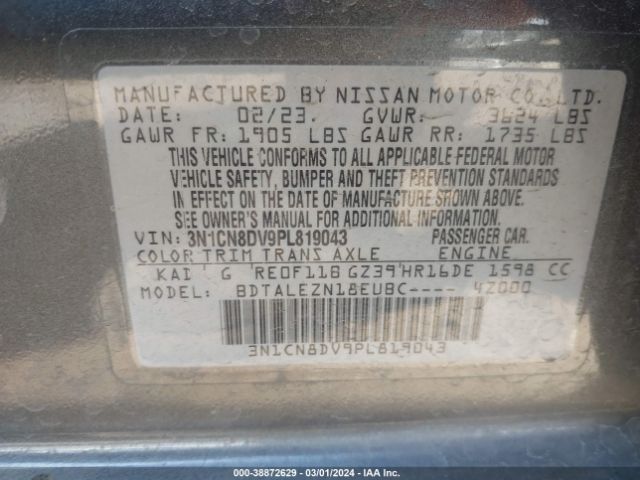 3N1CN8DV9PL819043 Nissan Versa 1.6 S Xtronic Cvt