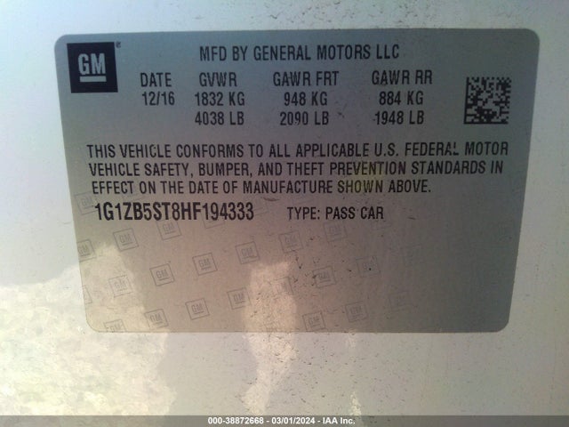Chevrolet MALIBU LS 2017 1G1ZB5ST8HF194333 Image 9