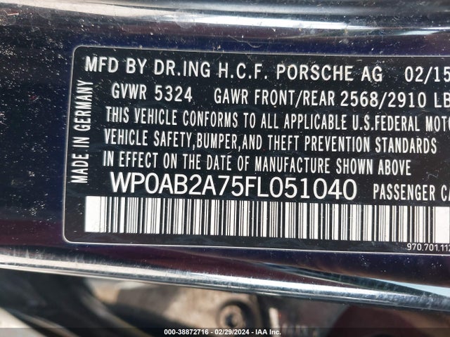 2015 PORSCHE PANAMERA WP0AB2A75FL051040 Photo 8