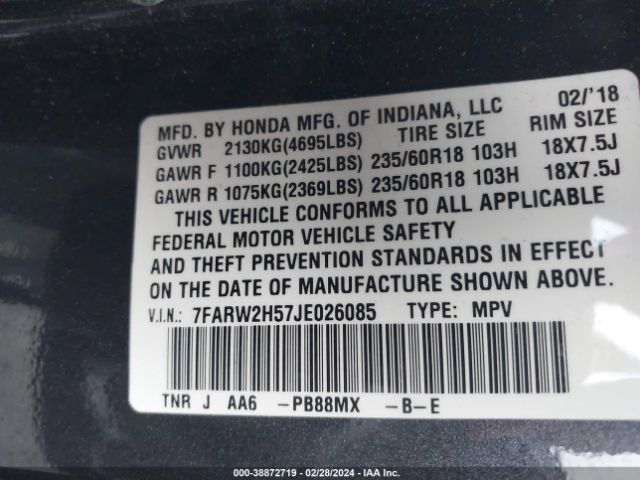 7FARW2H57JE026085 Honda CR-V EX