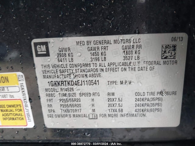GMC Acadia Denali 2014 1GKKRTKD4EJ110541 Image 9