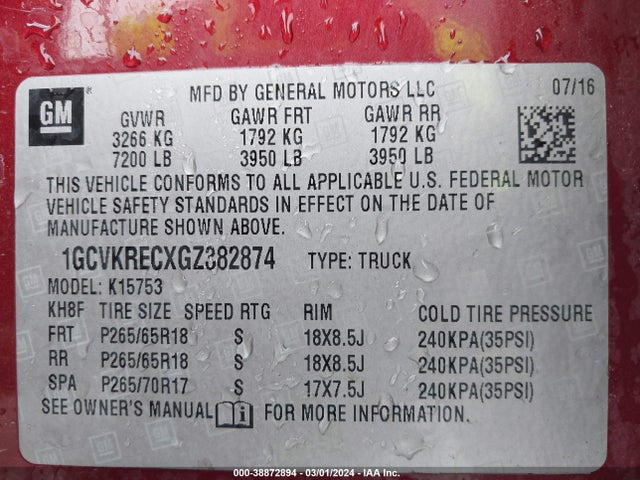 Chevrolet Silverado 1500 2lt 2016 1GCVKRECXGZ382874 Image 9