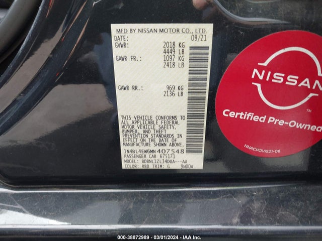 Nissan Altima 2021 1N4BL4EW6MN407548 Image 27