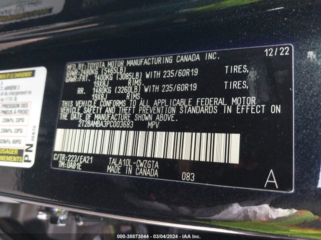 2T2BAMBA3PC003683 Lexus Rx 350 Premium