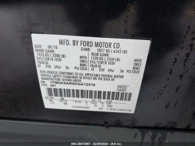 1FM5K8AR9KGA12519 Ford Police Interceptor Utility