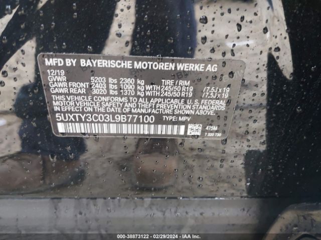 5UXTY3C03L9B77100 BMW X3 Sdrive30i