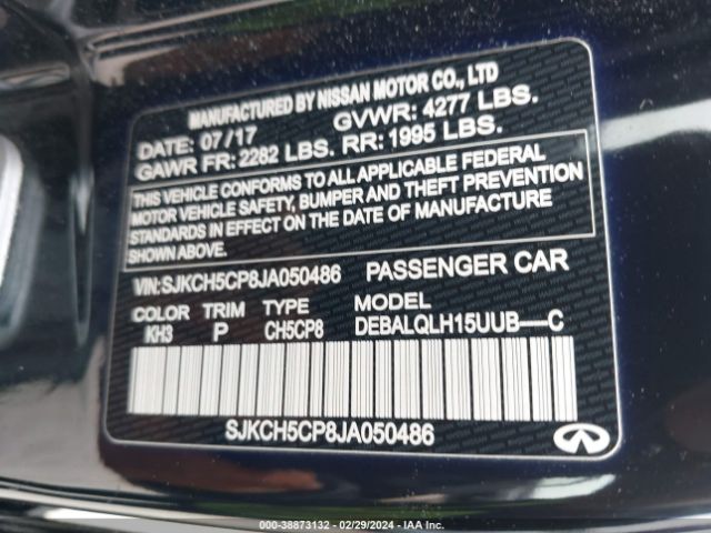SJKCH5CP8JA050486 Infiniti Qx30 Luxury