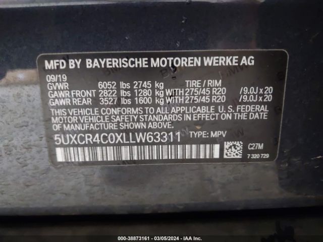 5UXCR4C0XLLW63311 BMW X5 Sdrive40i