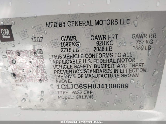 Chevrolet Sonic Lt Auto 2018 1G1JG6SH0J4108689 Image 9