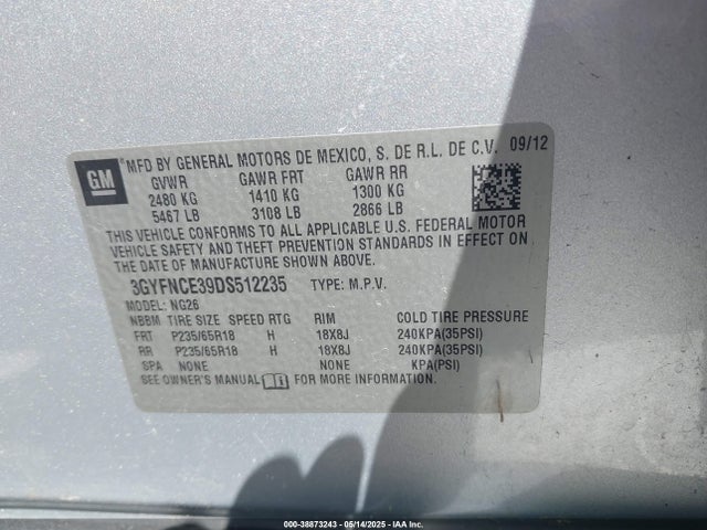 2013 CADILLAC SRX 3GYFNCE39DS512235 Photo 8