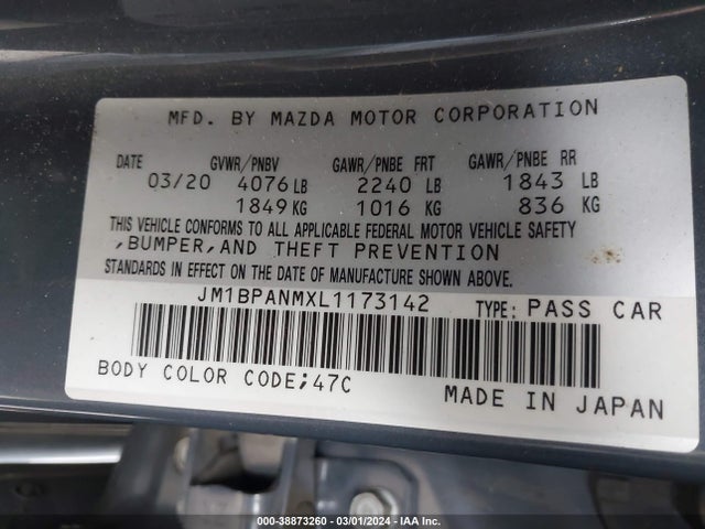 Mazda Mazda3 Premium Package 2020 JM1BPANMXL1173142 Image 9