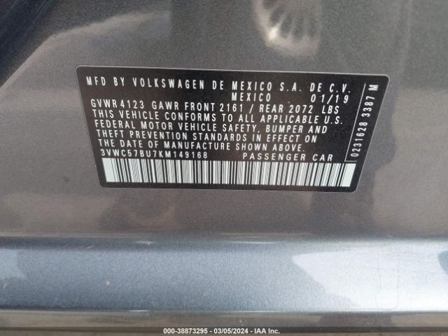 3VWC57BU7KM149168 Volkswagen Jetta 1.4t R-line/1.4t S/1.4t Se