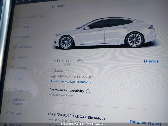 5YJSA1E15HF192817 Tesla Model S 60/75