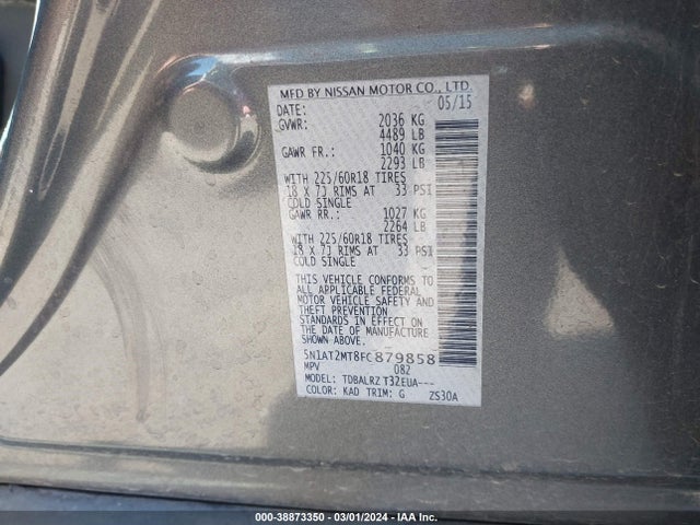 Nissan Rogue Sl 2015 5N1AT2MT8FC879858 Image 9