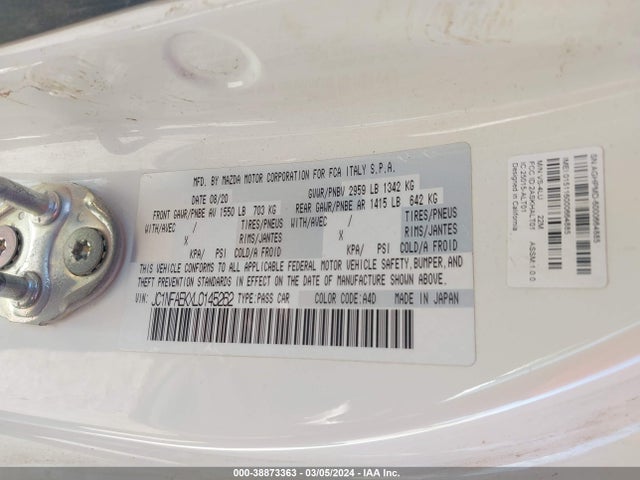 JC1NFAEKXL0145262 Fiat 124 Spider Lusso
