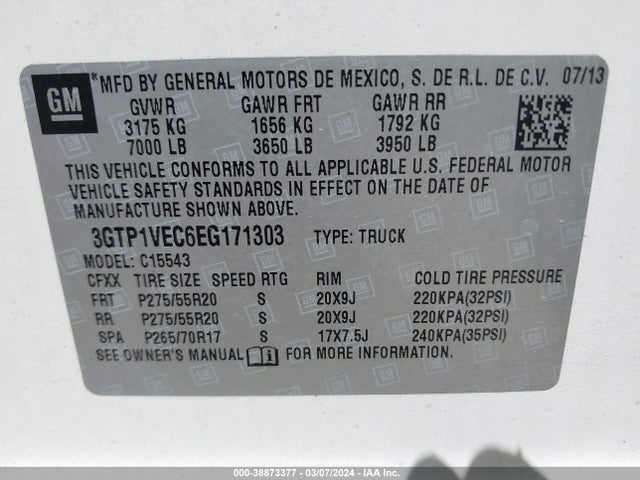 GMC Sierra 1500 Slt 2014 3GTP1VEC6EG171303 Image 9