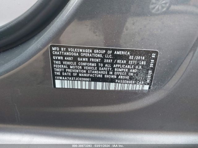 1VWAA7A37JC026661 Volkswagen Passat 2.0t R-line/2.0t S