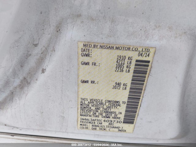 Nissan Altima 2.5 Sl 2014 1N4AL3AP3EC409730 Image 9