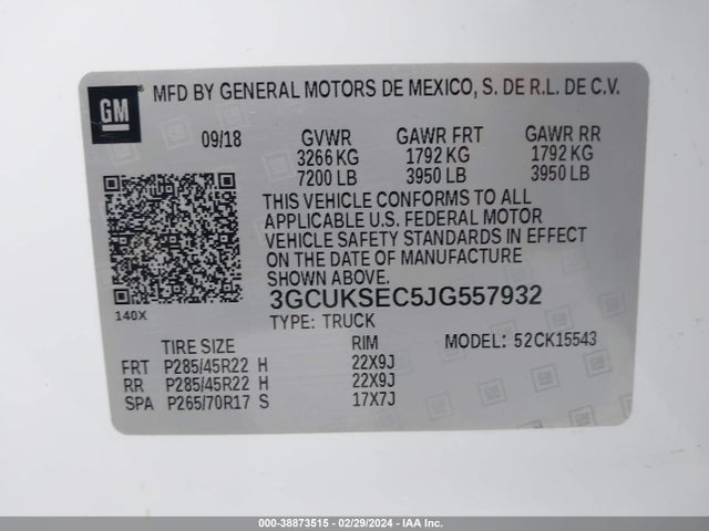 Chevrolet Silverado 1500 2lz 2018 3GCUKSEC5JG557932 Image 9
