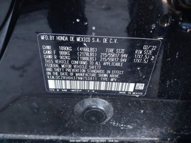 3CZRU6H37NM753911 Honda Hr-v Awd Lx