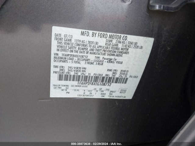 1FAHP2F8XEG108752 Ford Taurus Limited