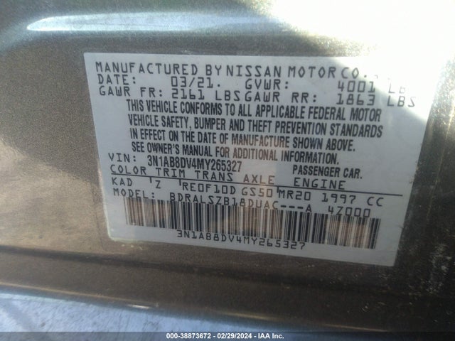 Nissan Sentra Sr Xtronic Cvt 2021 3N1AB8DV4MY265327 Image 9