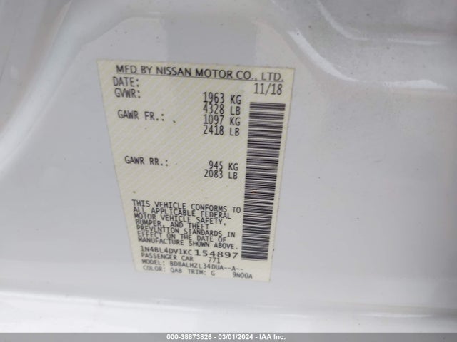 Nissan Altima 2.5 Sv 2019 1N4BL4DV1KC154897 Image 9