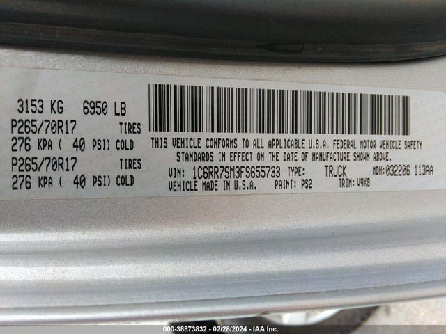 RAM 1500 Tradesman 2015 1C6RR7SM3FS655733 Image 9