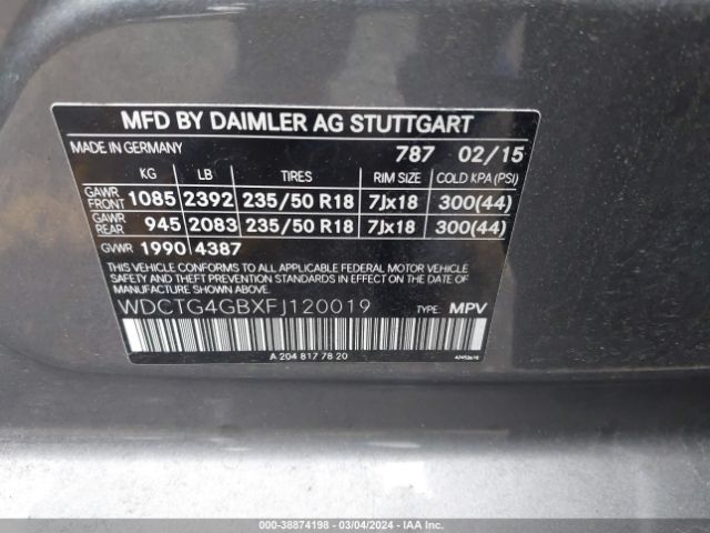 WDCTG4GBXFJ120019 Mercedes-Benz Gla 250 4matic