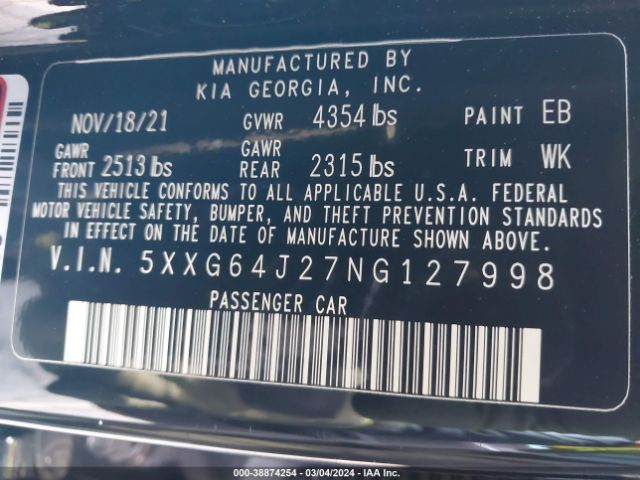 5XXG64J27NG127998 KIA K5 Gt-line