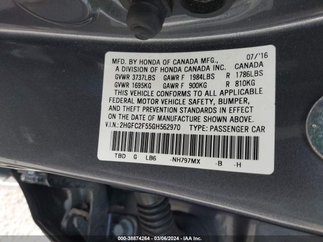 Honda Civic Lx 2016 2HGFC2F55GH562970 Image 9