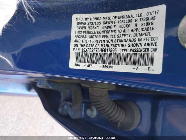 Honda CIVIC EX 2017 19XFC2F75HE017896 Image 9