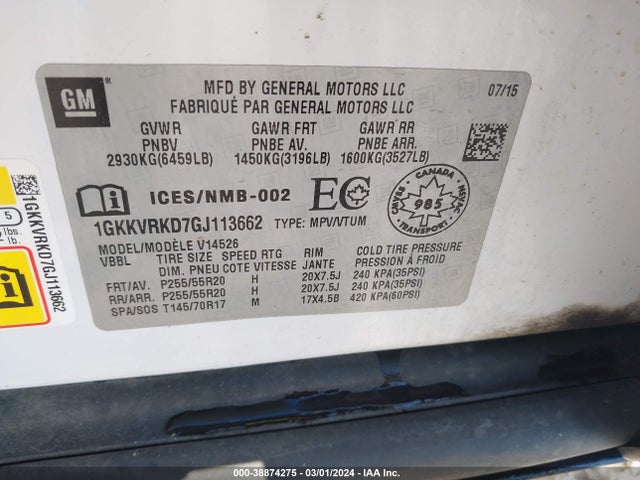 GMC Acadia Slt-1 2016 1GKKVRKD7GJ113662 Image 9