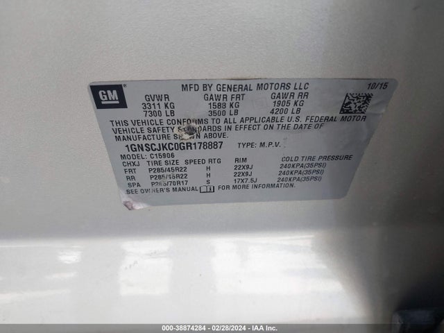Chevrolet Suburban Ltz 2016 1GNSCJKC0GR178887 Image 9