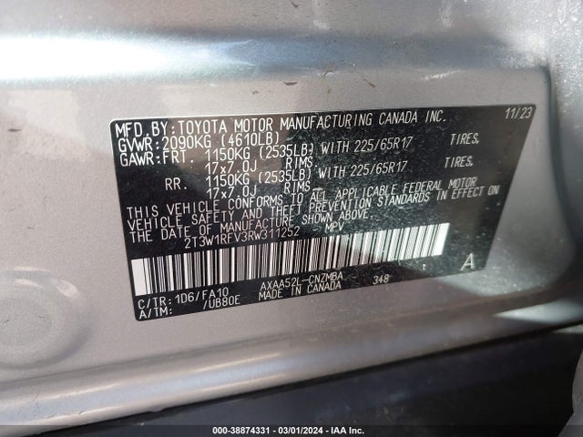 Toyota Rav4 Xle 2024 2T3W1RFV3RW311252 Image 9