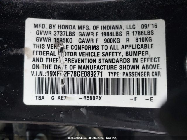 19XFC2F78GE089271 Honda CIVIC EX