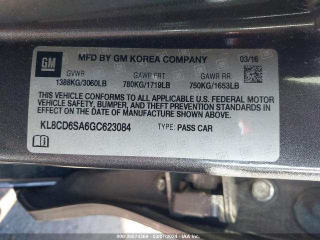 Chevrolet Spark 1lt Cvt 2016 KL8CD6SA6GC623084 Image 9