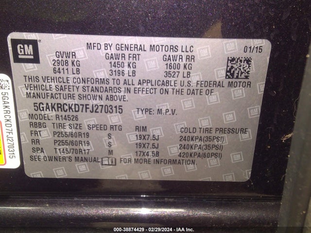 5GAKRCKD7FJ270315 Buick Enclave Premium