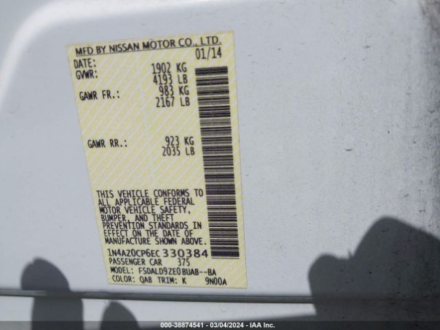 1N4AZ0CP6EC330384 Nissan LEAF SV
