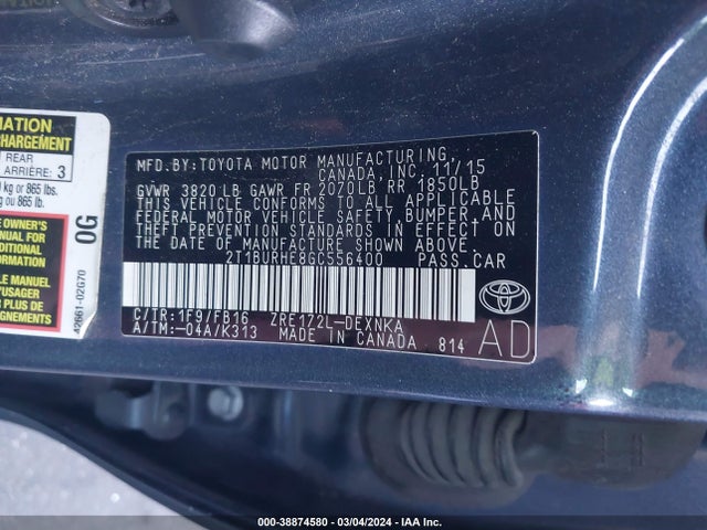 Toyota Corolla Le Plus 2016 2T1BURHE8GC556400 Image 9