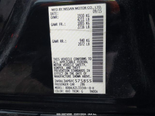 1N4AL3AP6FC575855 Nissan Altima 2.5 Sv