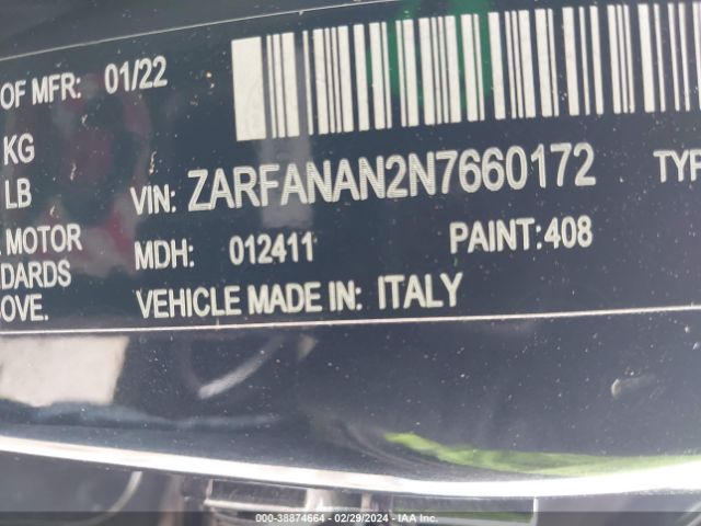 ZARFANAN2N7660172 Alfa Romeo Giulia Sprint Awd