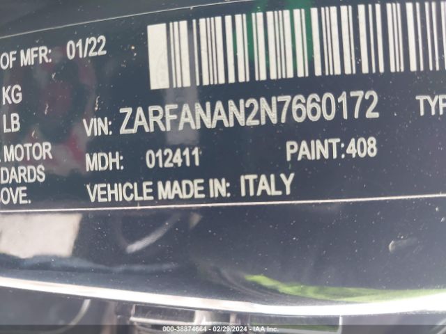 2022 ALFA ROMEO GIULIA ZARFANAN2N7660172 Photo 8