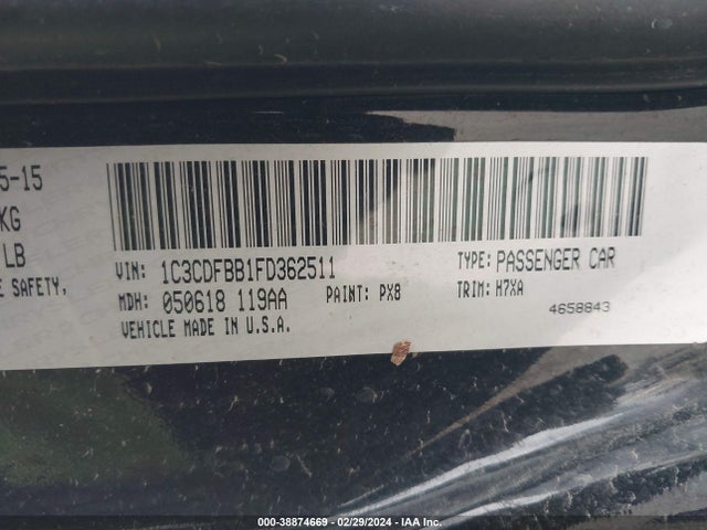 Dodge DART SXT 2015 1C3CDFBB1FD362511 Image 9