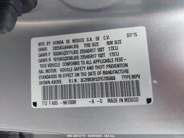 Honda CR-V EX 2015 3CZRM3H52FG705068 Image 9