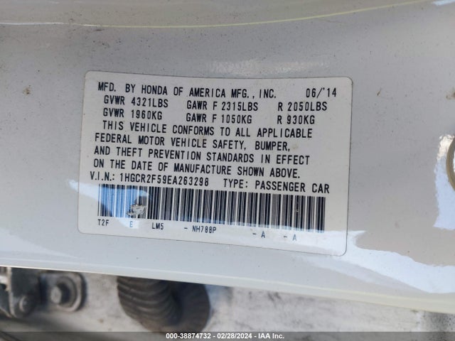 Honda Accord Sport 2014 1HGCR2F59EA263298 Image 9