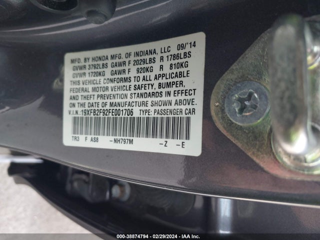 Honda Civic Ex-l 2015 19XFB2F92FE001706 Image 9