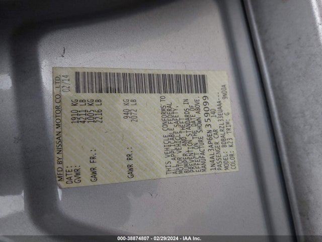 Nissan Altima 2.5 S 2014 1N4AL3AP6EN359099 Image 9