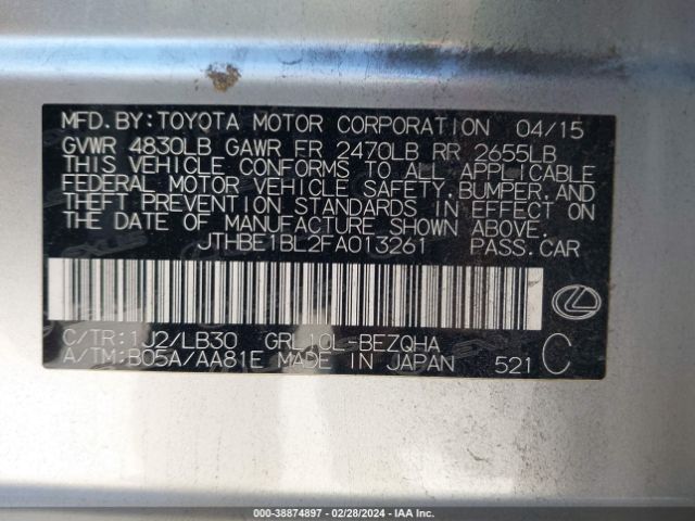 JTHBE1BL2FA013261 Lexus GS 350